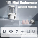Underwear Washing Machine, Upgrade 1.5L Mini Portable Washing Machine Rechargeable Underwear Washer Deep Cleans Small