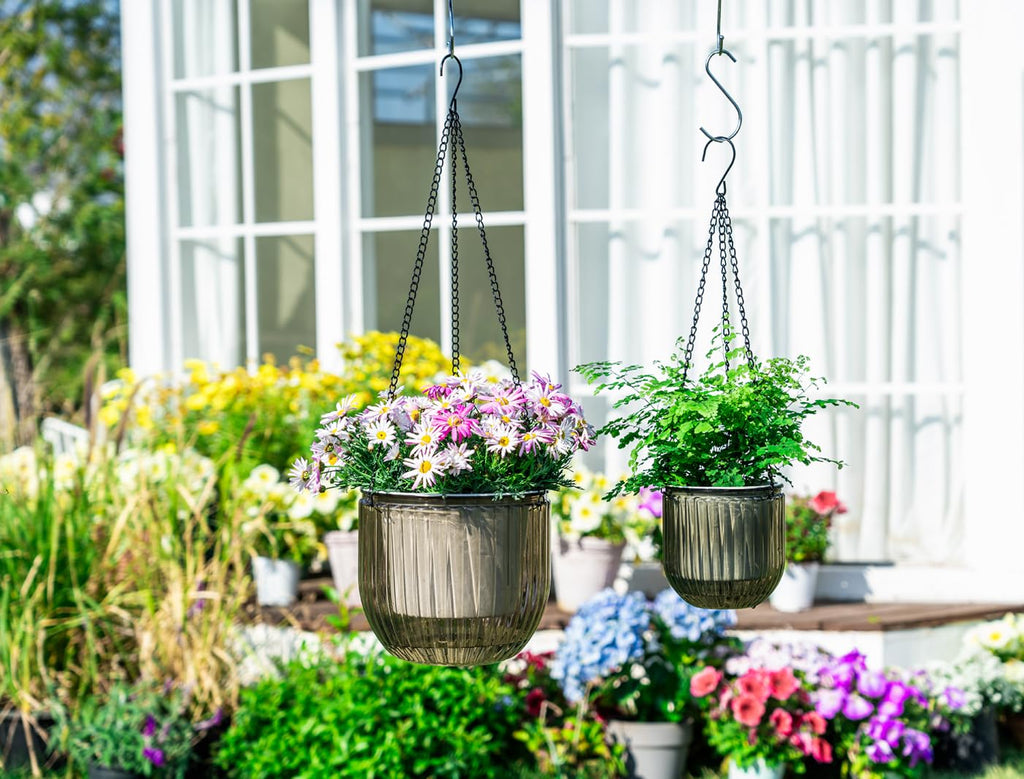 5.2/8.2 Inch 2 Pcs Self Watering Hanging Planter Indoor Plant Pots Drainage Holes, Outdoor Small Hanging Planters