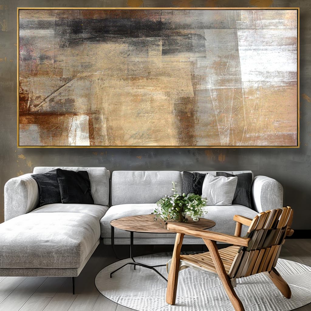 Wall Art Abstract Wall Decor Yellow Black Ink Canvas Painting Modern Artwork Bedroom Dining Room Home Office Decor