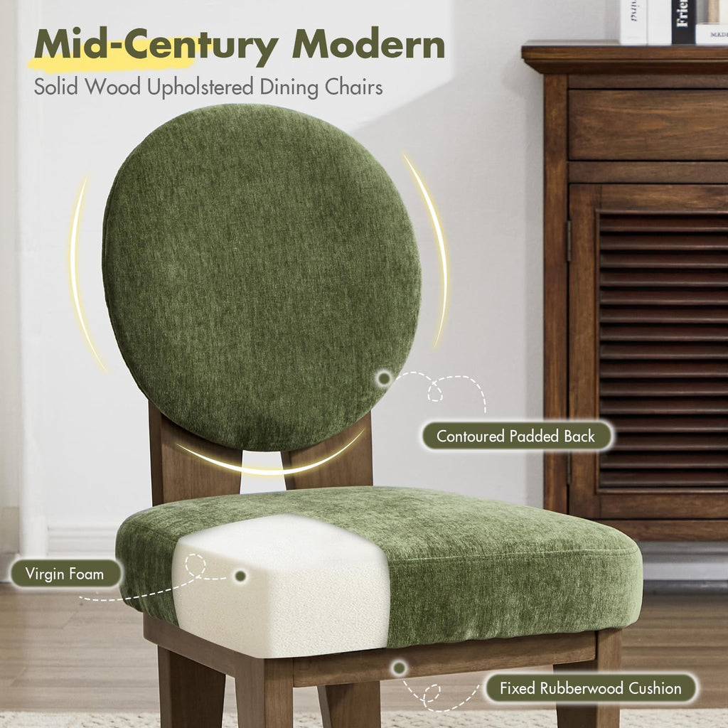 Mid-Century Modern Walnut Dining Chairs Set of 4, Vintage Green Wooden Kitchen Chairs, Retro Upholstered Velvet