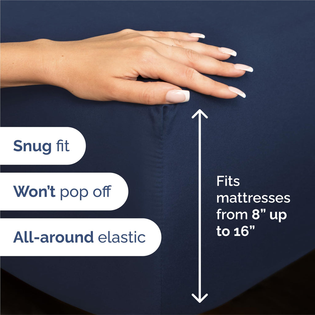King Size 4 Piece Sheet Set - Comfy Breathable & Cooling Sheets - Navy Blue