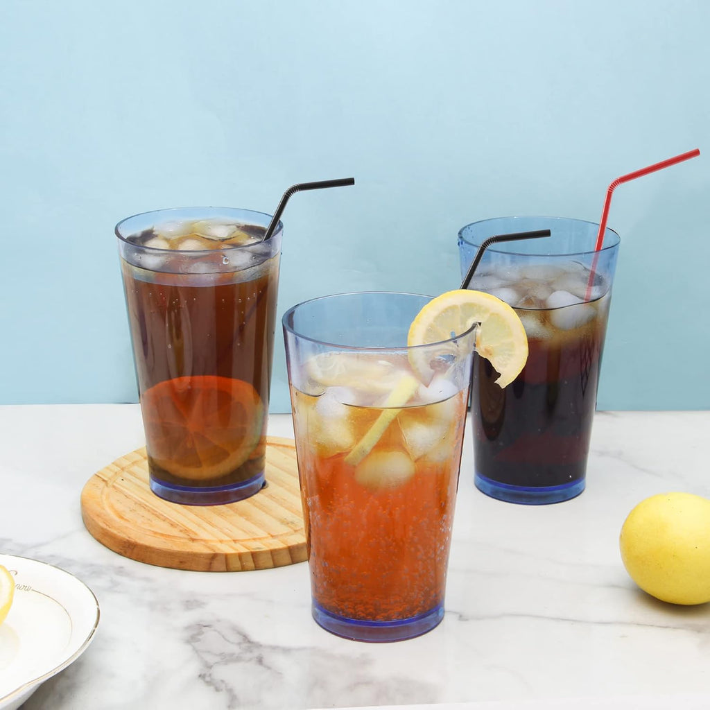 Unbreakable Plastic Drinking Glasses [Set of 6] Shatterproof Tumblers, Reusable Glass Cups, Dishwasher Safe (16 Ounces)