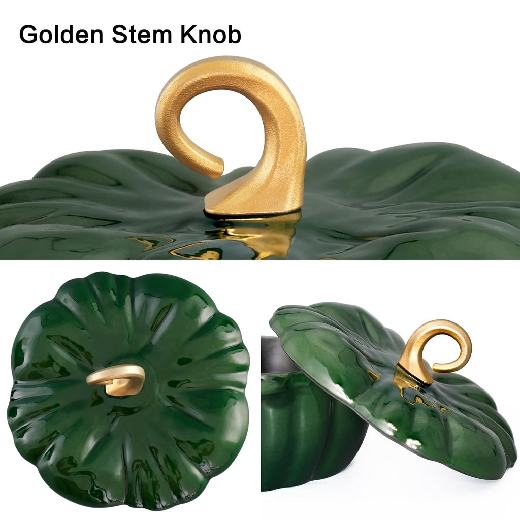 Pumpkin Dutch Oven Pot with Lid 3.8 Qt, Enameled Cast Iron, Halloween Decor