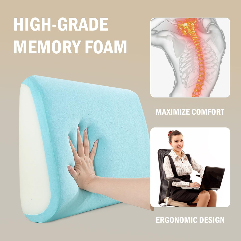 Lumbar Support Pillow for Recliner Chair, Memory Foam Back Support Cushion for Elderly, Extra Large Lumbar Support