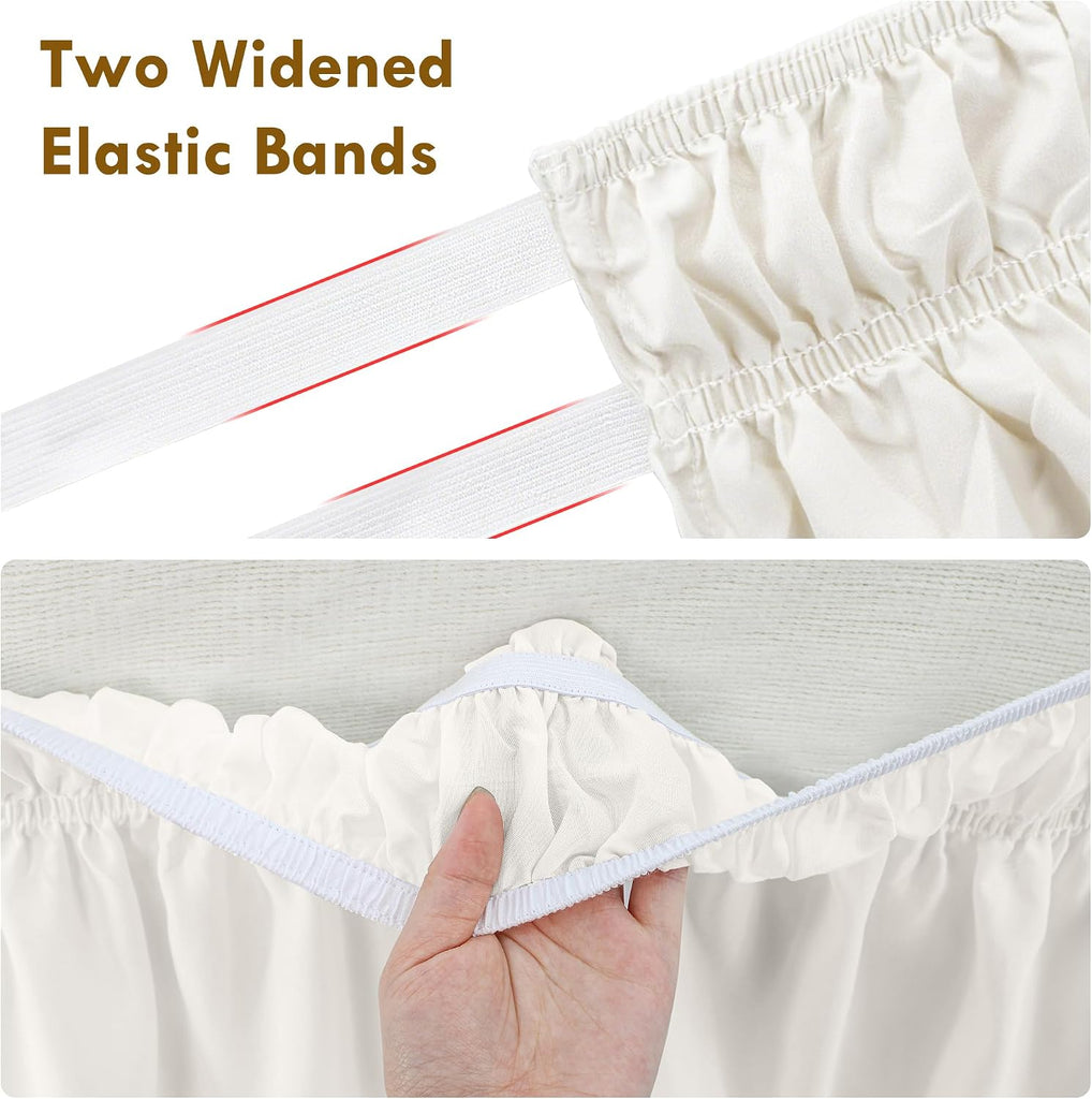 Beige King Wrap Around Bed Skirt, 18" Drop, Easy Fit | Easy Fit Design, Soft Microfiber, No-Lift Setup, Hide Bed