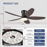 Ceiling Fans with Lights-42 Low Profile Ceiling Fan with Light and Remote/APP Control,Flush Mount,DC Reversible,LED Dimmable Modern Ceiling Fans for Bedroom,Indoor/Outdoor Patio Use(Brown) A101-B0CZHK7SH1