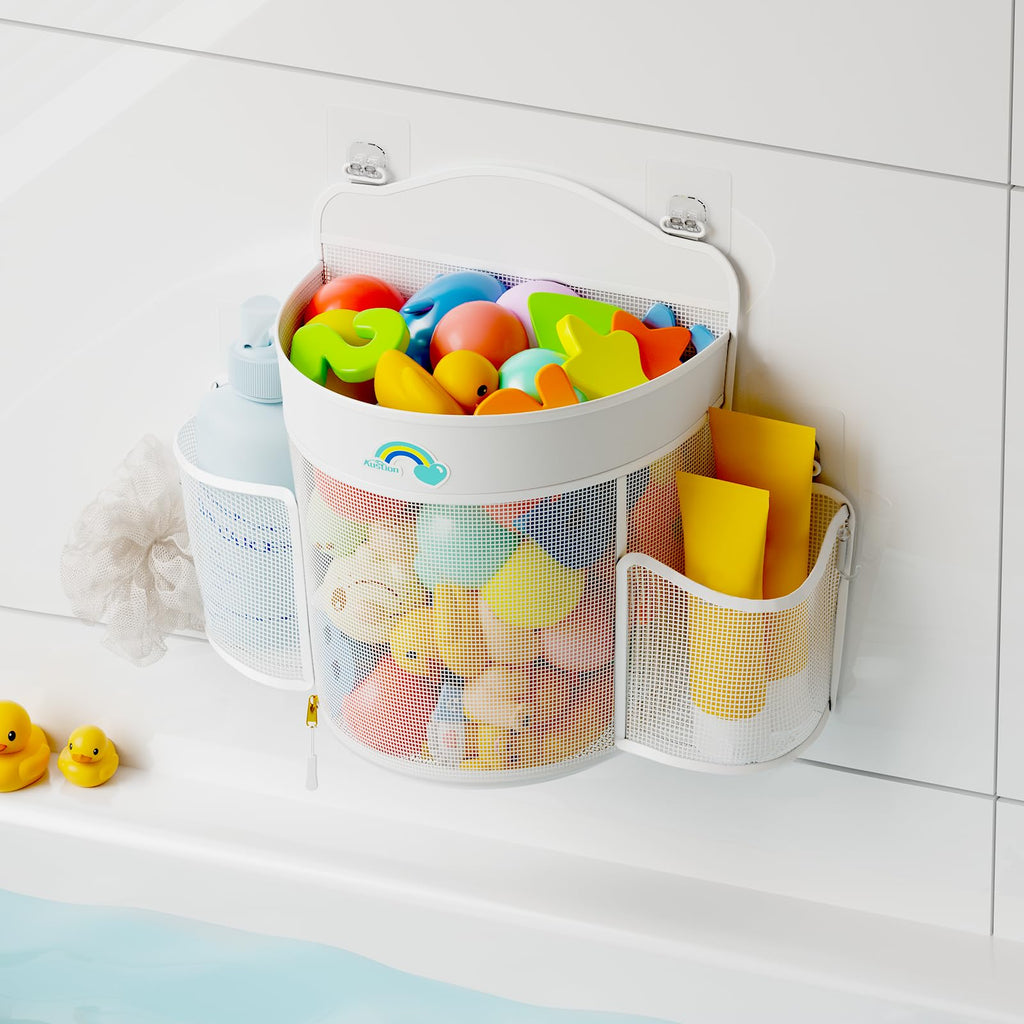 Hanging Bath Toy Storage, Quick Dry Mesh Holder for Kids Bathtubs