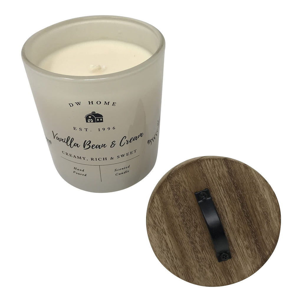 Farmhouse Series Hand Poured Richly Scented Single Wick Candle with Wood Lid, 9.3 oz (Vanilla Bean & Cream)