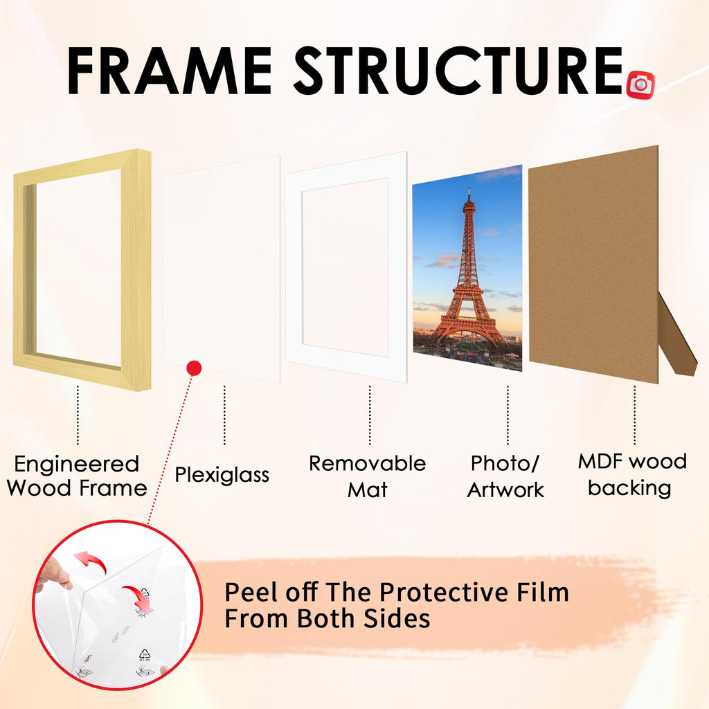 10 Pack Picture Frames Collage Wall Decor for Mounting or Tabletop Display, Gallery Wall Frame Set with Two 8x10 Gold