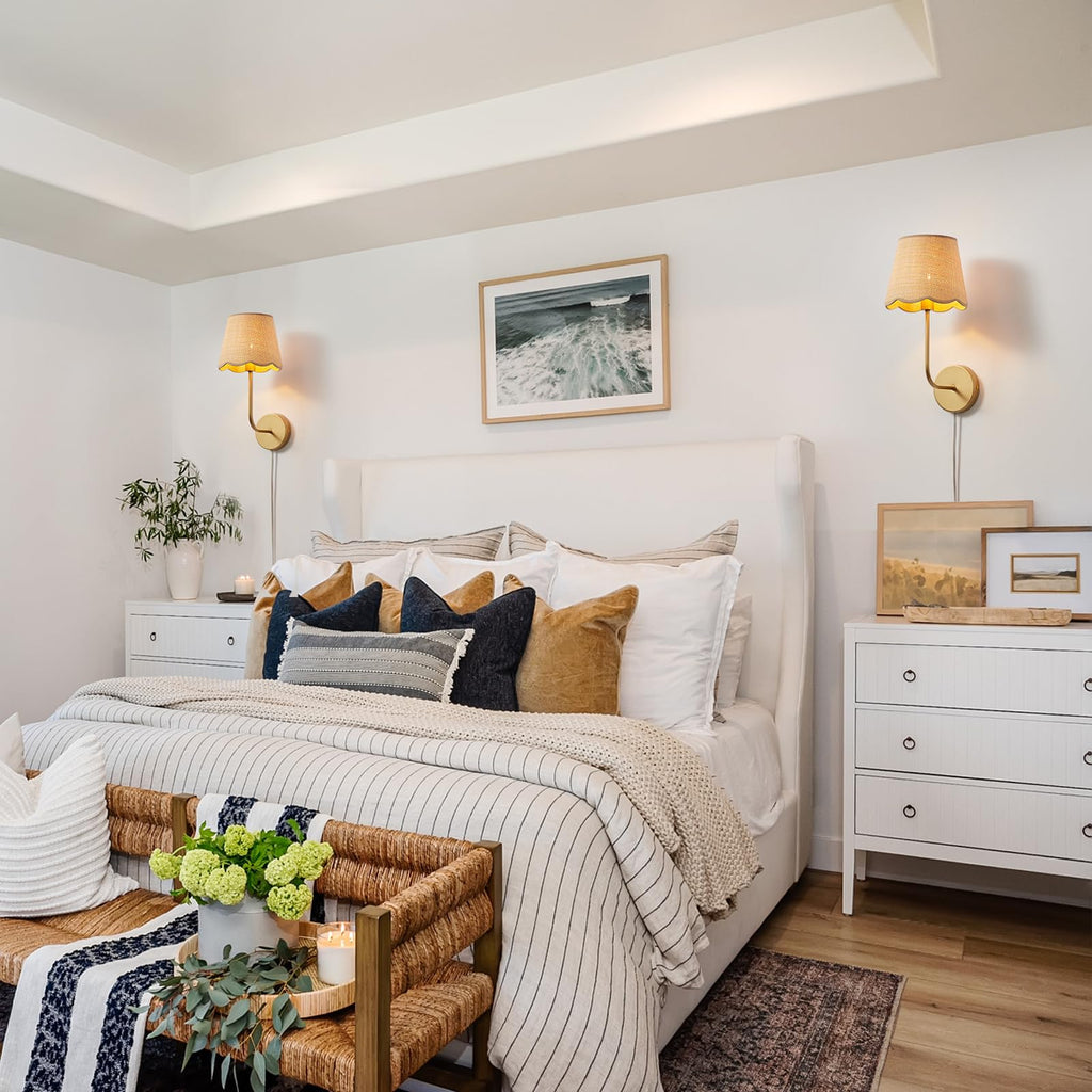 Boho Rattan Plug in Wall Sconces