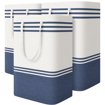 3-Pack Laundry Basket, Laundry Hamper, Blue-88L