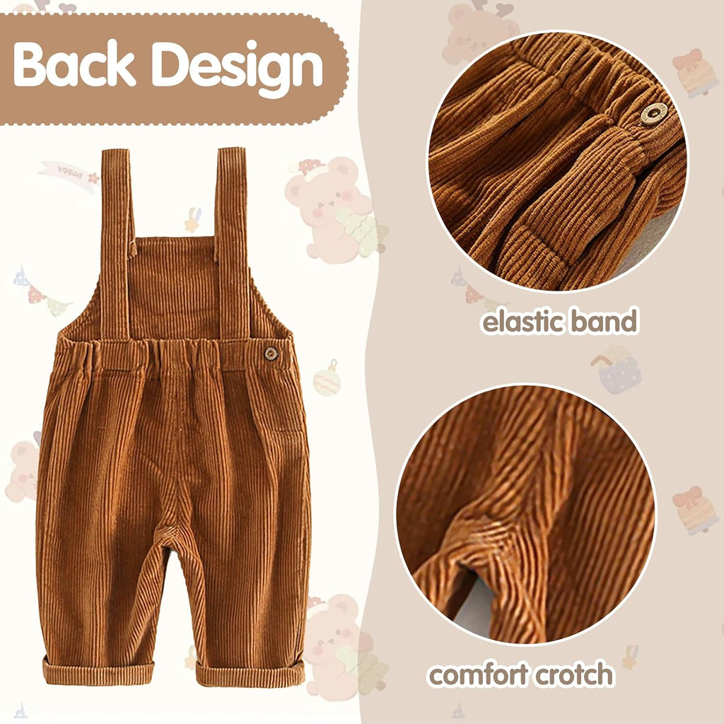 Toddler Boy Girl Soft Corduroy Suspender Pants Kids Overalls Loose Retro Adjustable button overalls