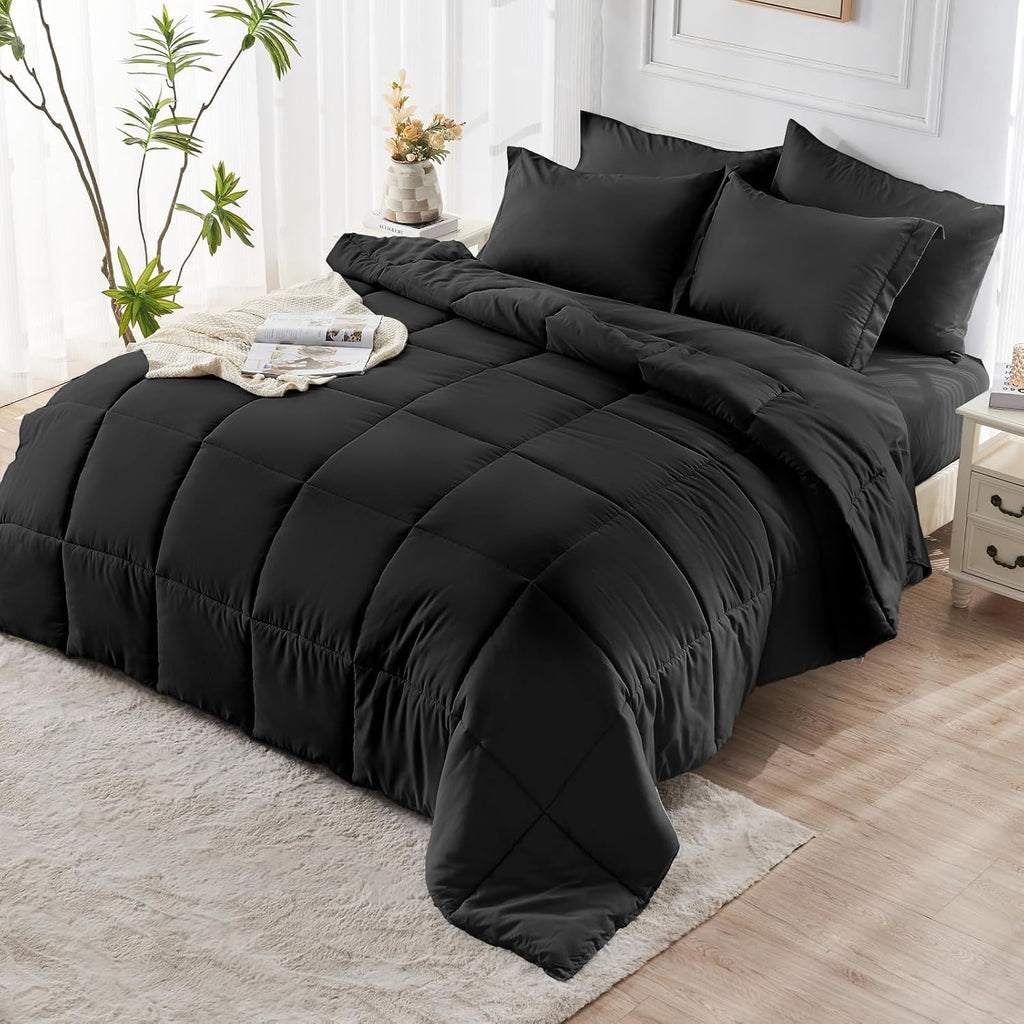 Queen Comforter Set, Ultra-Soft Bed in a Bag Queen 7 Pieces