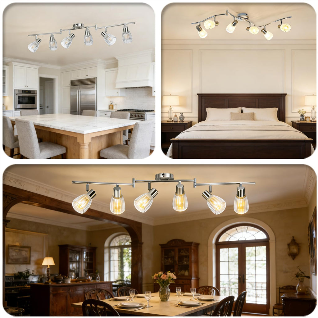 Track Lighting, Flexible Ceiling Light Fixture w/Glass Shade