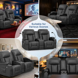 Loveseat Recliner Sofa, Home Theater Seating with Center Console