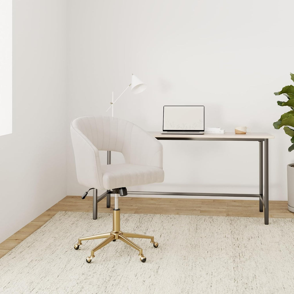 Velvet Office Desk Chair, Upholstered Home Office Desk Chairs with Adjustable Swivel Wheels, Ergonomic for Living