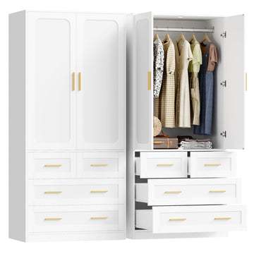 Armoire Wardrobe Closet with 4 Drawers 71" Tall Clothing Cabinet