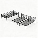 Twin Triple Bunk Bed for Kids, Teens,Adults, Metal Twin XL Bunk Beds for 3, 3 bunk Bed for 3 Kids, Adults（Heavy Metal