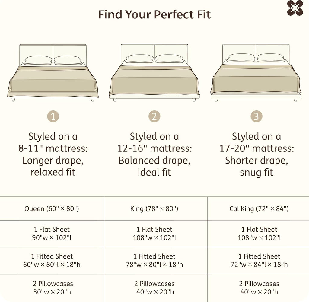 100% Organically Grown Bamboo Viscose King Sheets Set | Cooling Bedsheets for Hot Sleepers | Luxury Silky Soft