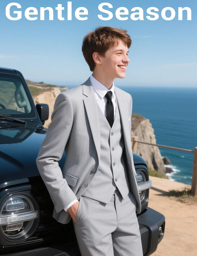 Boys Complete Suits Set with Suspenders Standard & Husky