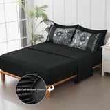 Black Comforter Set Queen, 7 Pieces Bed in a Bag Floral Geometric Patchwork Soft Microfiber Comforter Bedding Set with