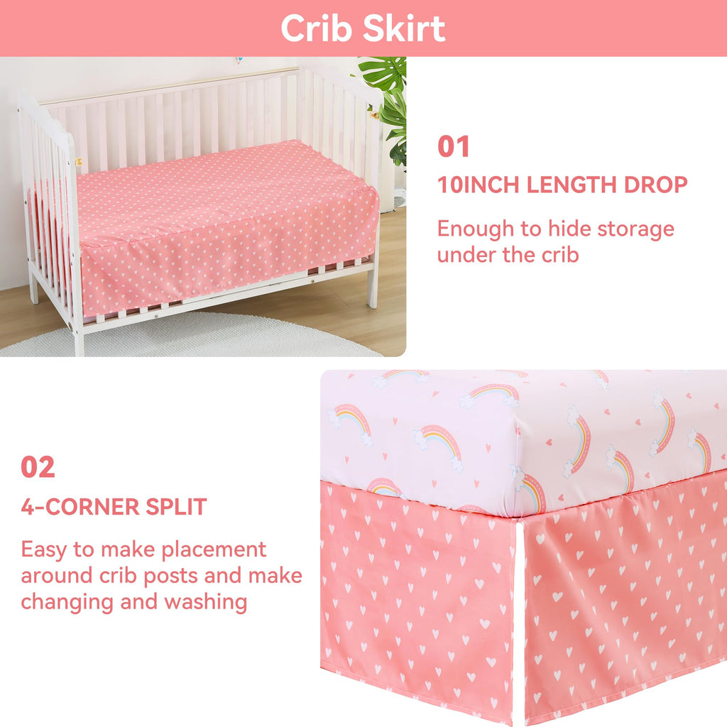 3 Pieces Baby Bedding Set for Boy Girls, Baby Bedding Set for Newborn, Infant & Toddler - Rainbow