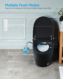 WANSID Black Smart Toilet with Bidet Built In, Auto Open/Close Lid, Heated Seat, Warm Wash & Dryer, Night Light