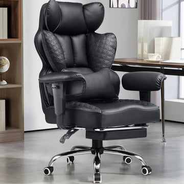 Big and Tall Gaming Chair 400lbs Heavy Duty Office Chair with Foot Rest & Ergonomic Pocket Spring Lumbar Support