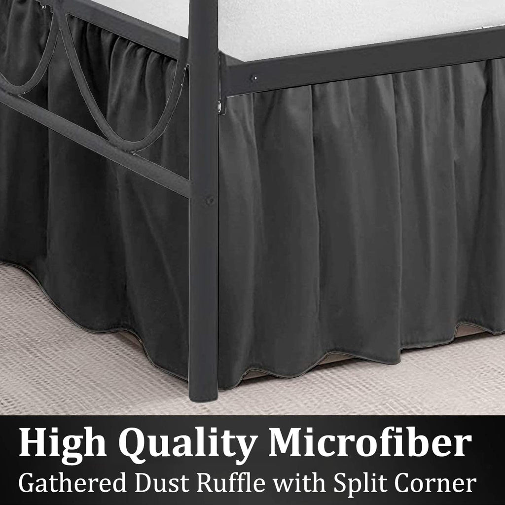 Queen Ruffled Bed Skirt, Split Corners, 18" Drop, Dark Grey
