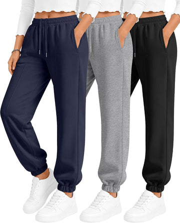 3 Pack Girl's Joggers Sweatpants School Pants