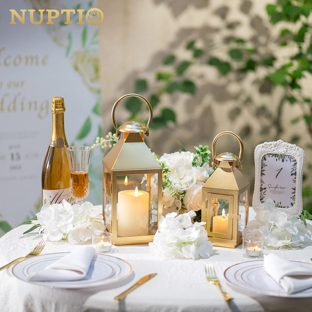 Gold Lanterns Decorative for Wedding, 11.2 Inch Lantern Decor