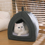 Cat Cave Bed, 2-in-1 Foldable House for Indoor Cats, with Washable Cushion and Non-Slip Base, 17.5 x 17.5 Inches, Large