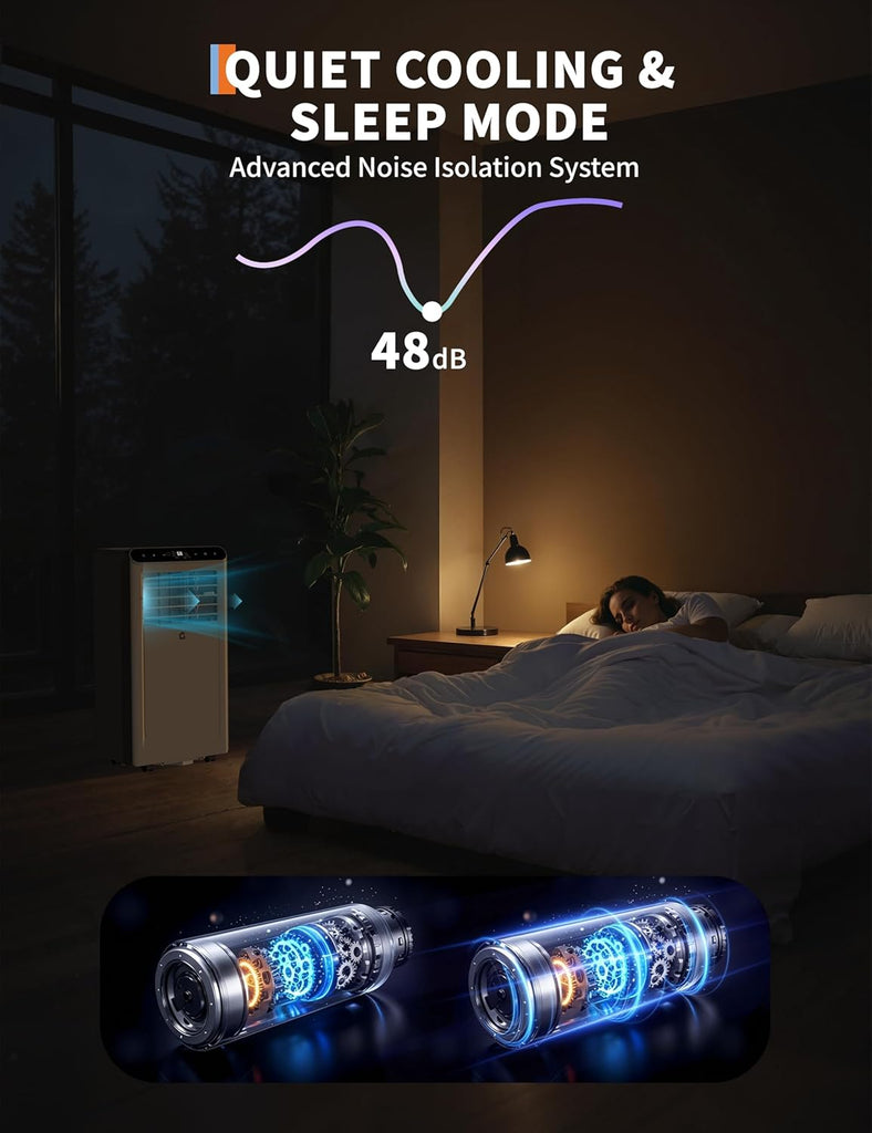 Portable Air Conditioners, 8,000 BTU for Rooms up to 350 Sq.Ft., Smart Compact AC Unit with Cooling, Dehumidifier