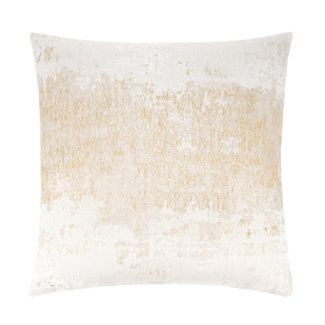 Ivory Cream Gold Metallic Jacquard Throw Pillow Cover 18x18, Velvet Back, Modern Glam Decorative Cushion Cover for