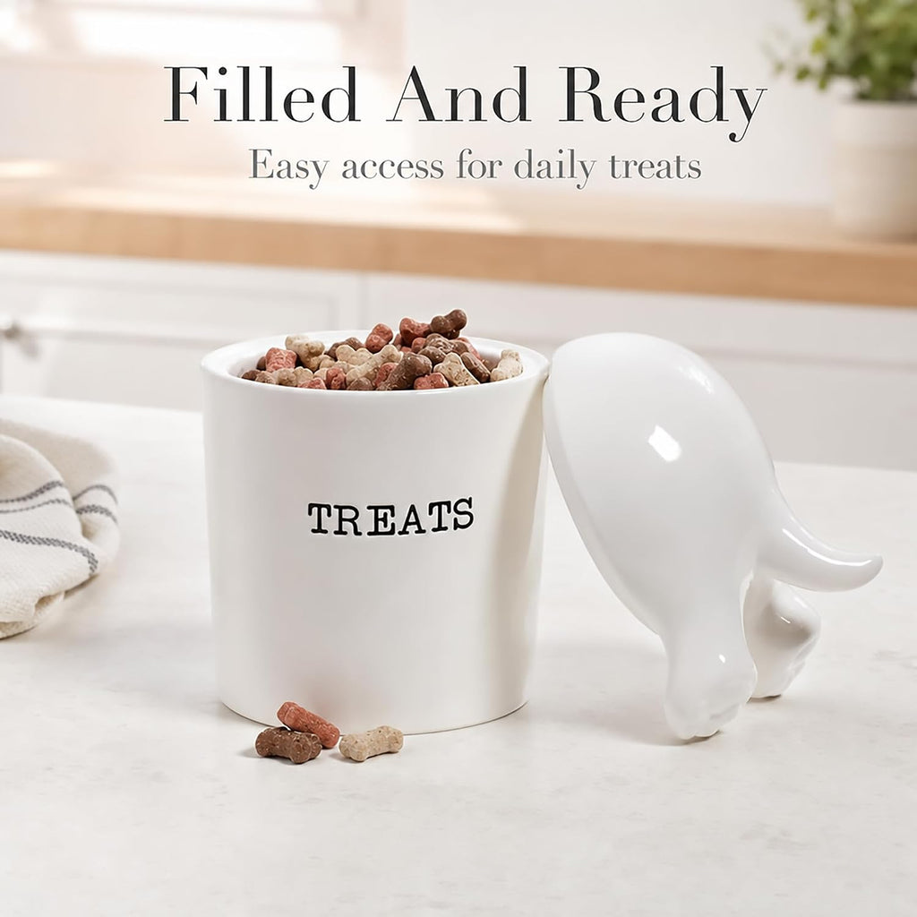 Dog Tail Treat Canister - Ceramic Dog Treat Jar