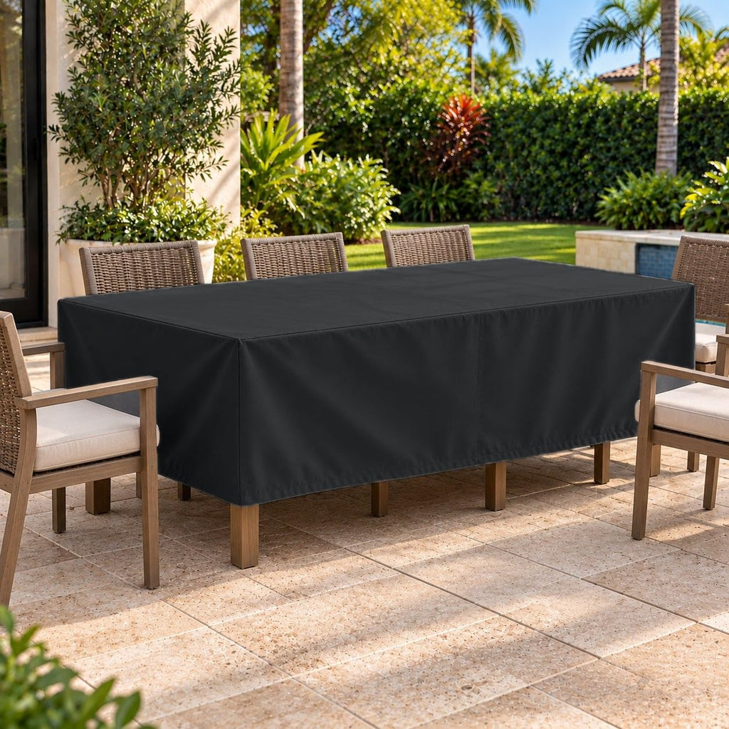Outdoor Table Cover Waterproof, Rectangular Patio Dining Table Cover with Air Vent and Leg Straps - 70"L x 34"W x