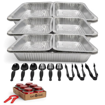 Large Full Size Refill Kit Disposable Chafing Buffet with - Utensils, Fuel Cans Only - Premium Chafing Dish Set for