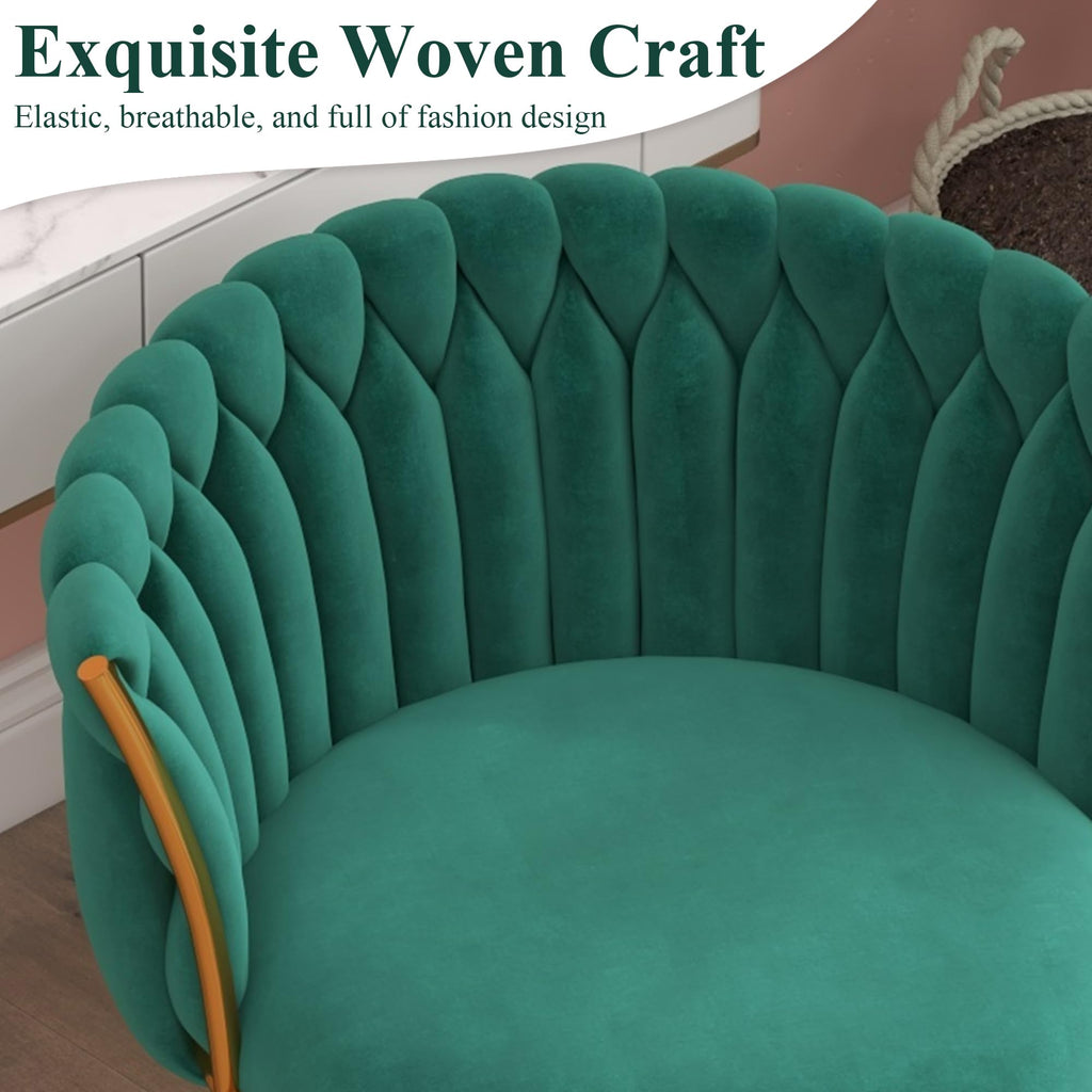 Vanity Chair with Wheels, Velvet Office Desk Chair, Swivel & Adjustable