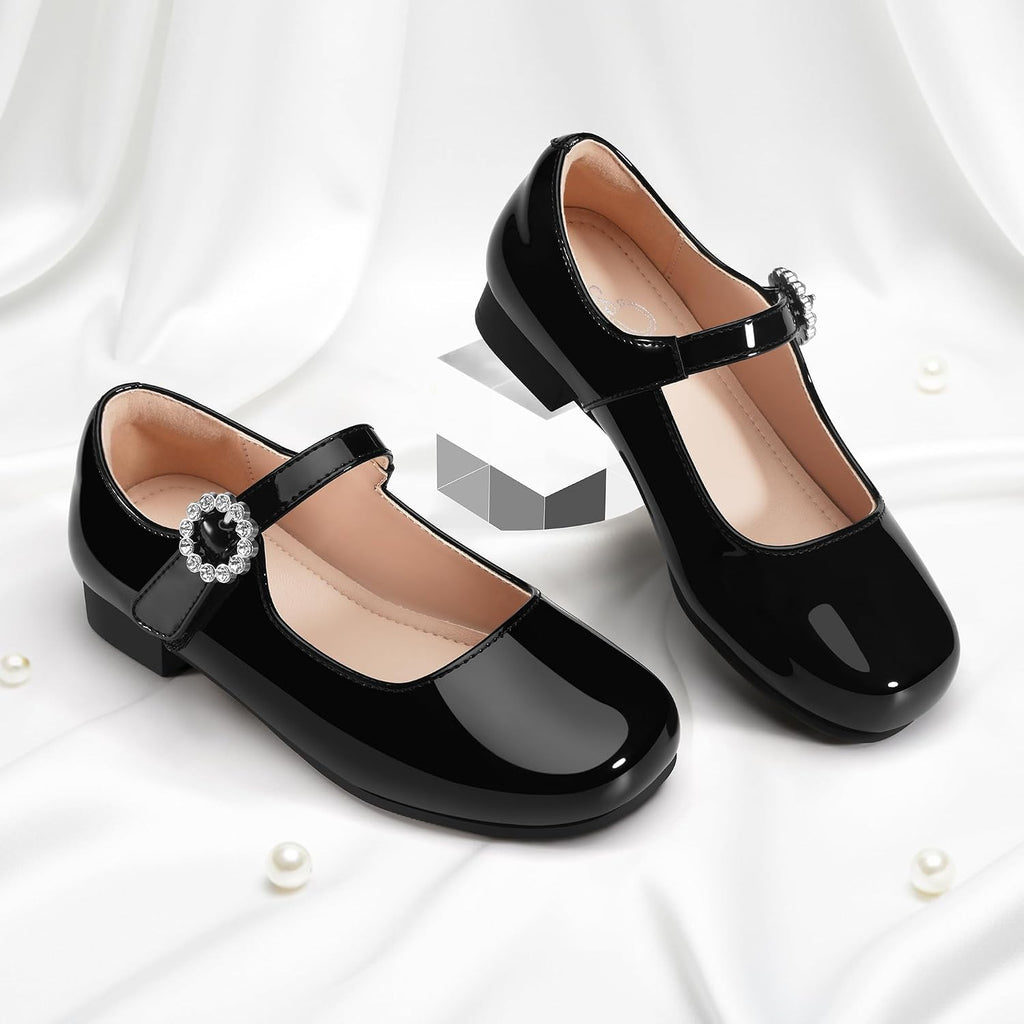 Girls Dress Shoes Rhinestone Buckle Mary Janes for School