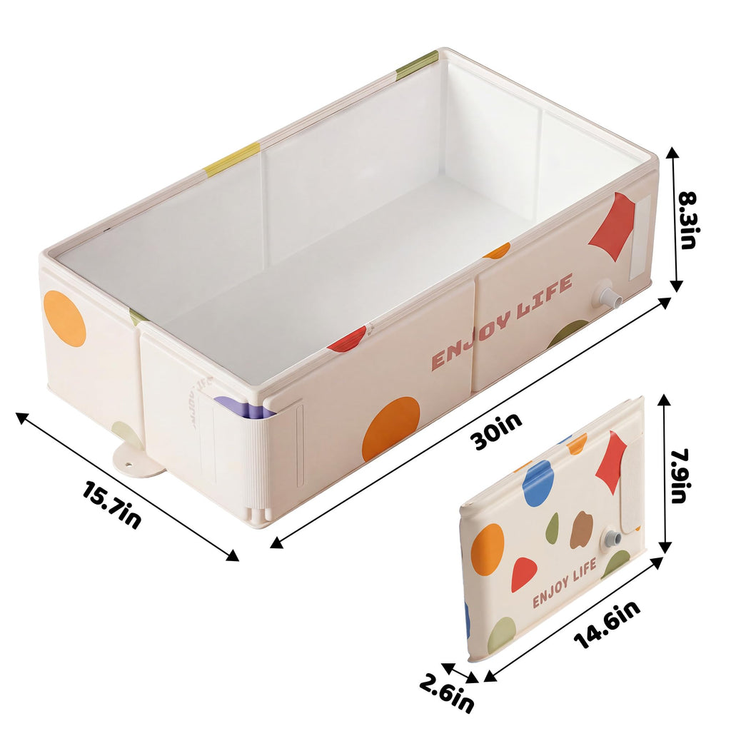 Collapsible Baby Bathtub for Newborn to Toddler, Foldable Toddler Bathtub with Drain Plug, Non-Slip Portable Infant