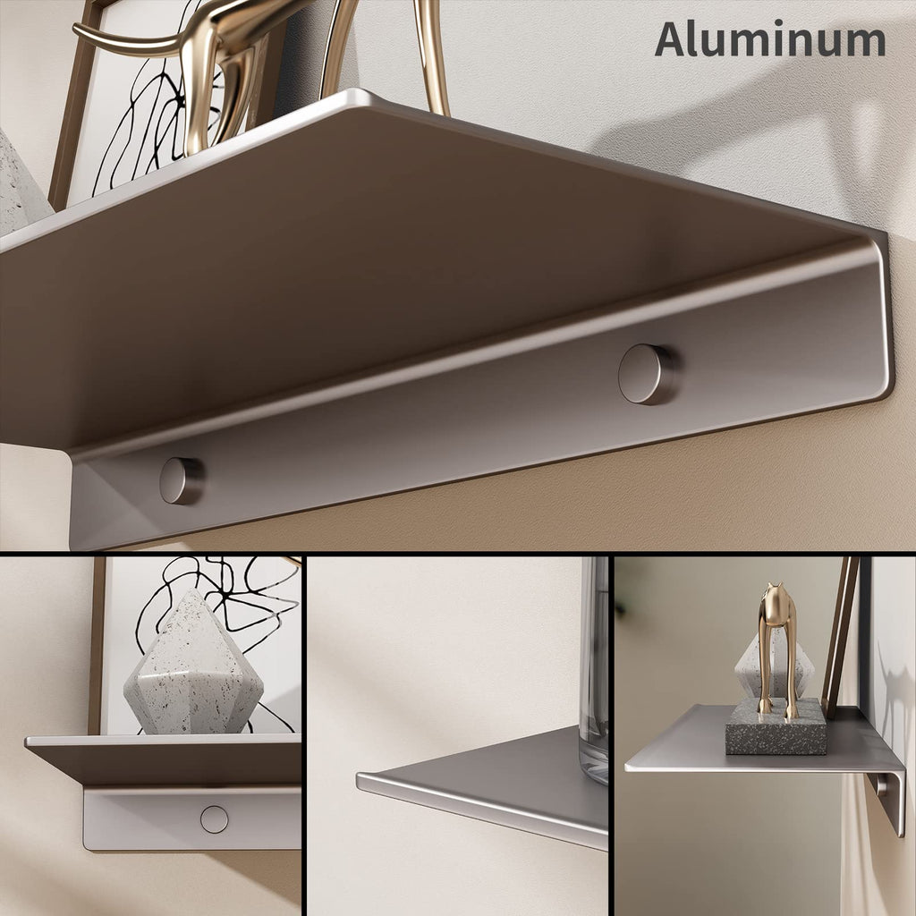 16 inch Gray Floating Shelf for Wall Organizer & Storage, Display Shelf, Metal Wall Shelf