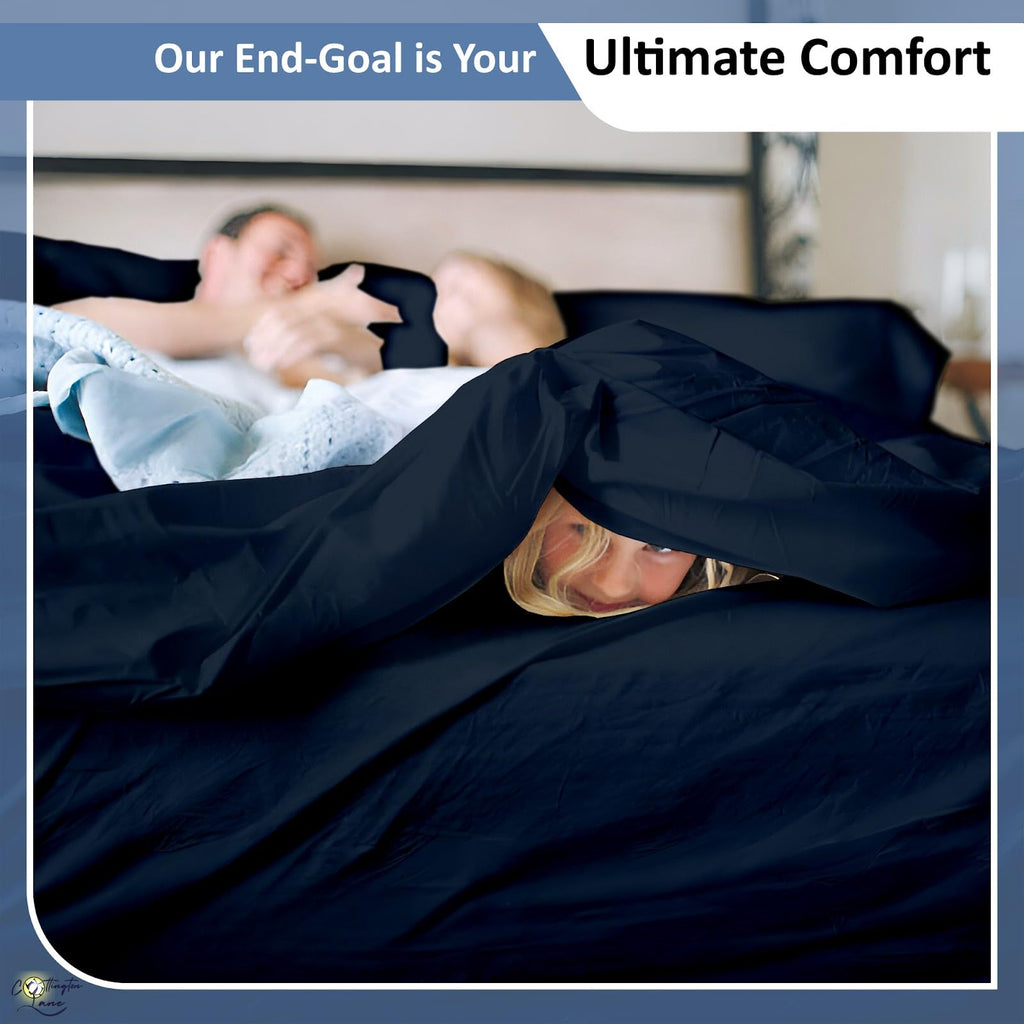 Olympic Queen Sheets, 4 PC 100% Cotton, 16" Deep, Navy Blue