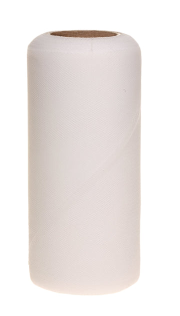 Fabrics Tulle Spool for Decoration, 6-Inch by 25-Yard, Silk White