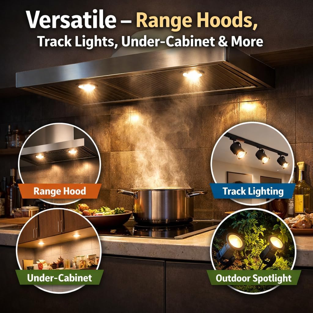 PAR20 LED Range Hood Light Bulbs Under Hood, 60W Incandescent Stove Light Bulbs Replacement, 7W LED Appliance Bulbs