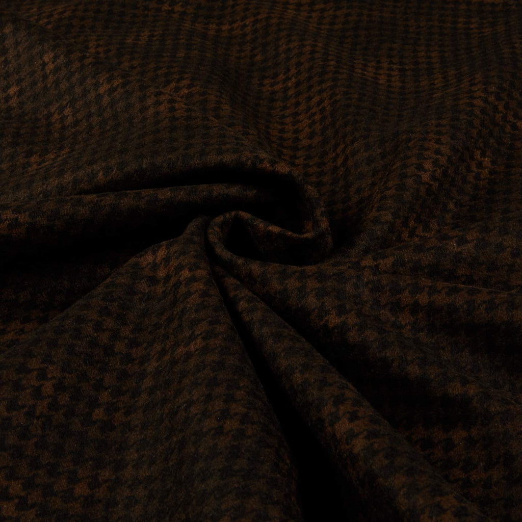 Woolies Flannel Houndstooth Black Brown Fabric by the Yard