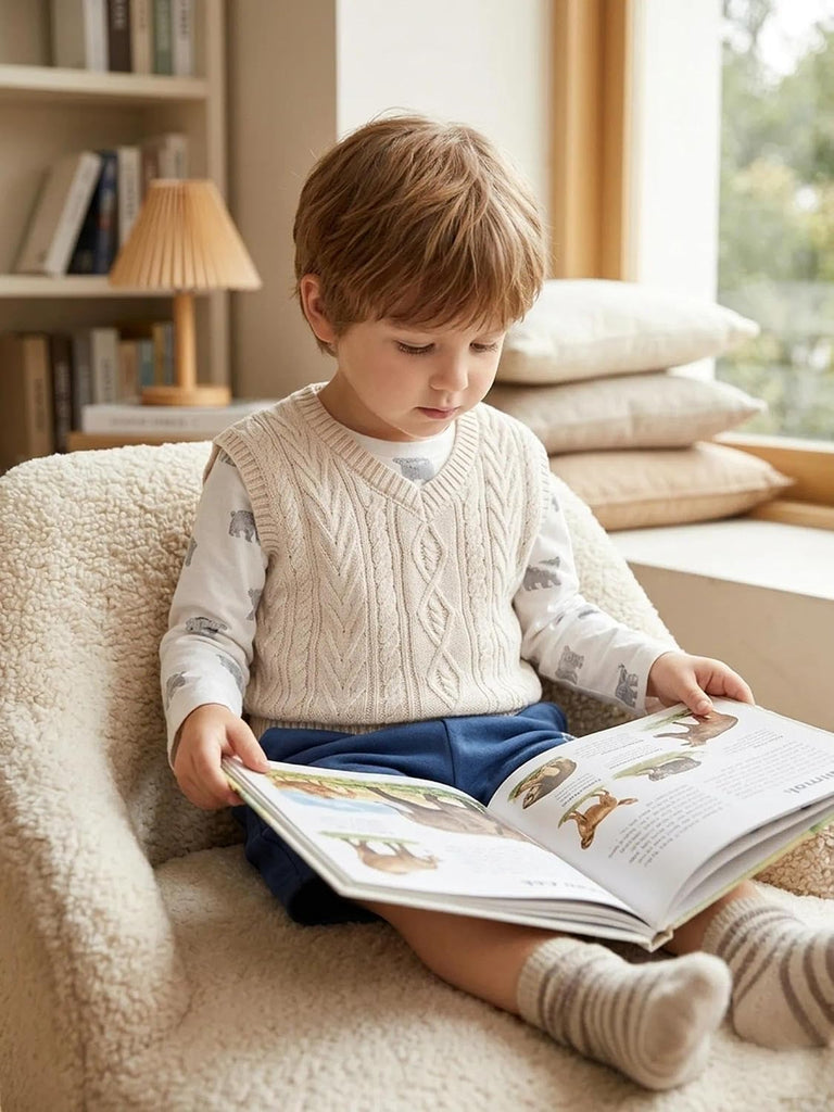 Boys Cable Knit Sweater Vest V Neck Pullover for Toddler