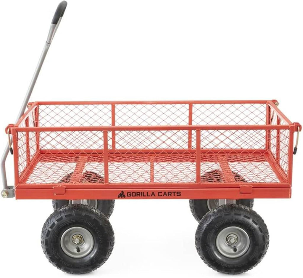 800-Pound Capacity Heavy Duty Steel Mesh Versatile Utility Garden Wagon with Easy Grip Handle for Outdoor Hauling