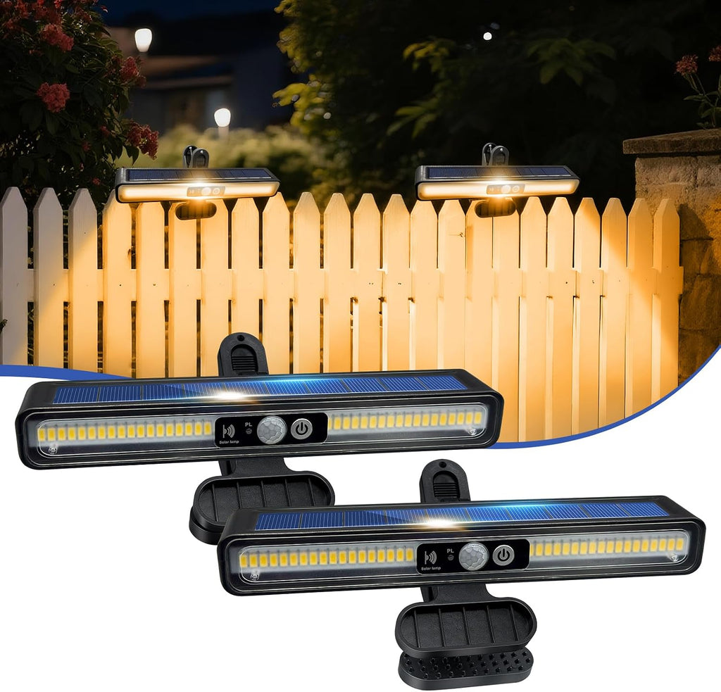 Clip On Solar Motion Lights Outdoor 36 LEDs Portable Fence Light(2 Pack) | Warm Yellow,3 Modes