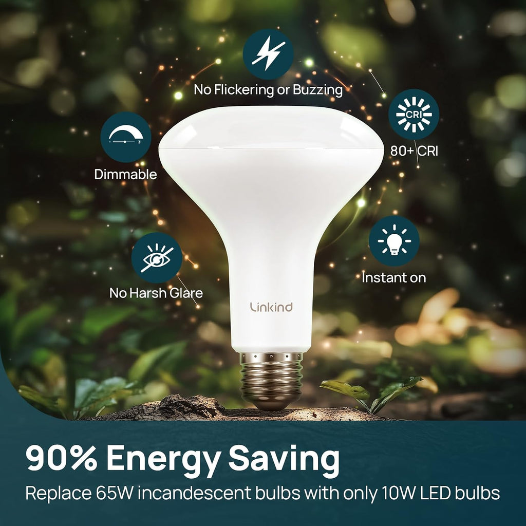 BR30 LED Flood Light Bulbs Indoor, 10W=65W 850 Lumens 3000K