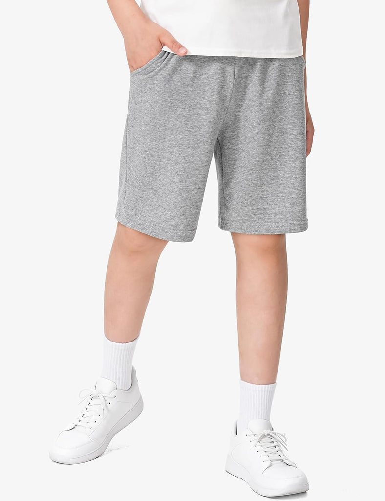 Boys Cotton Shorts Kids Athletic Casual Drawstring Shorts with Pocket